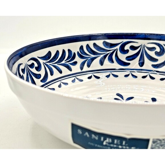 Sanibel Home Blue‎ & White 100% Melamine Salad Pasta Bowls 8"D Set of 4 NWT HTF - Picture 9 of 12